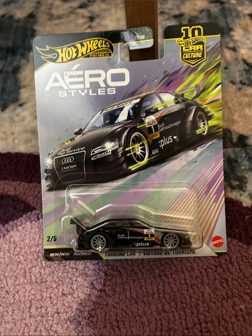 Mattel Hot Wheels Aero Styles Black Touring Race Car with Neon Green Accents